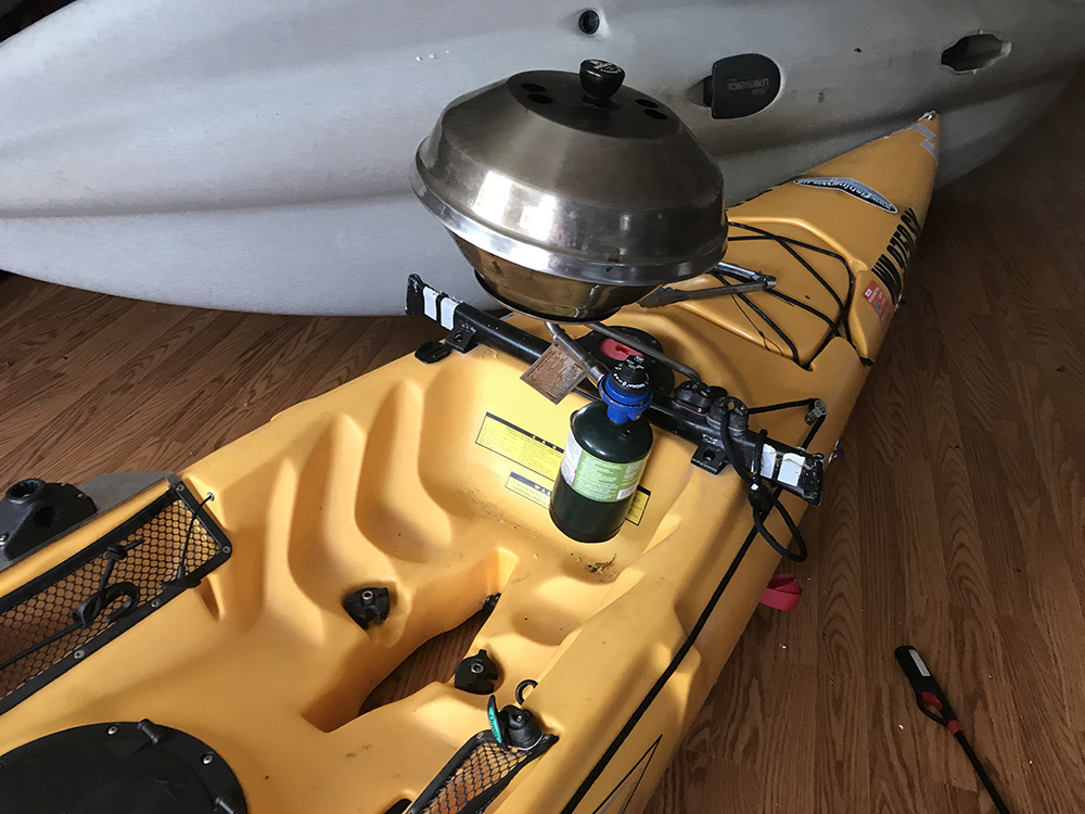 Grilling on a kayak